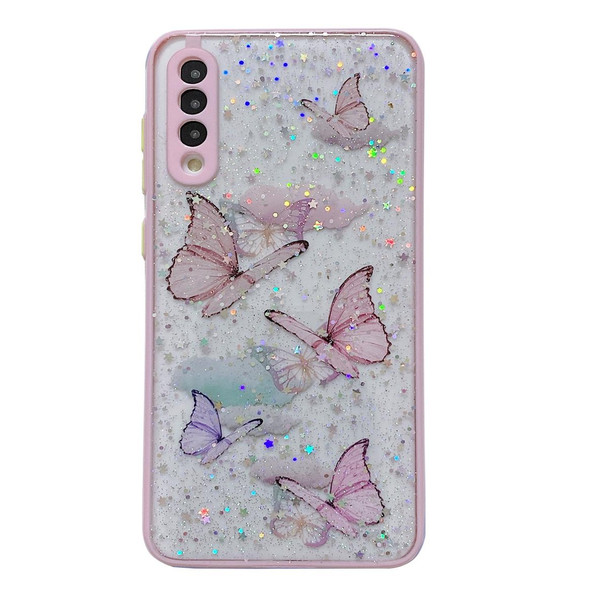 For Samsung Galaxy S20 FE Color Butterfly Glitter Epoxy TPU Phone Case(Pink)
