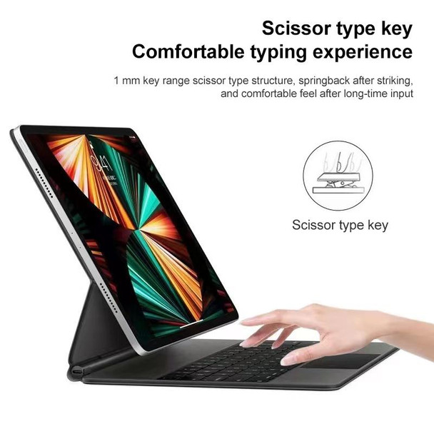 For iPad Pro 11 inch 2021/2020/2018 P11 Bluetooth Keyboard Leatherette Case with Touch Pad(Black)