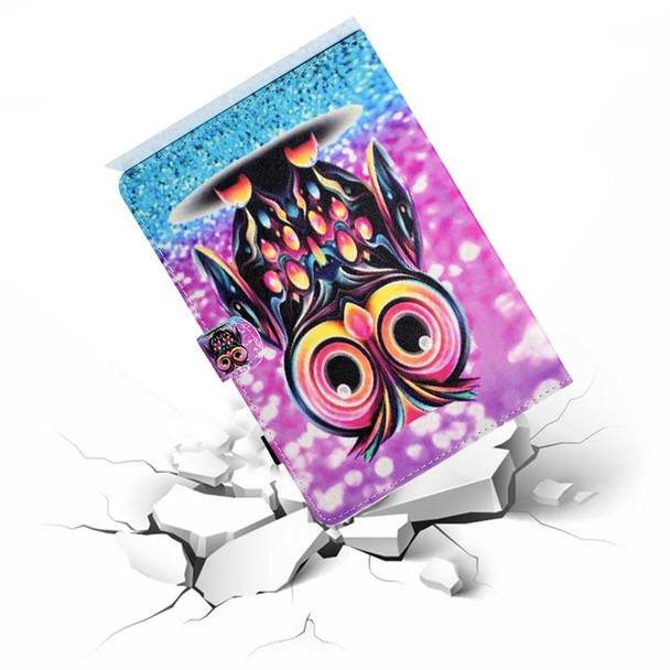 For iPad 10th Gen 10.9 2022 Coloured Drawing Stitching Smart Leatherette Tablet Case(Owl)