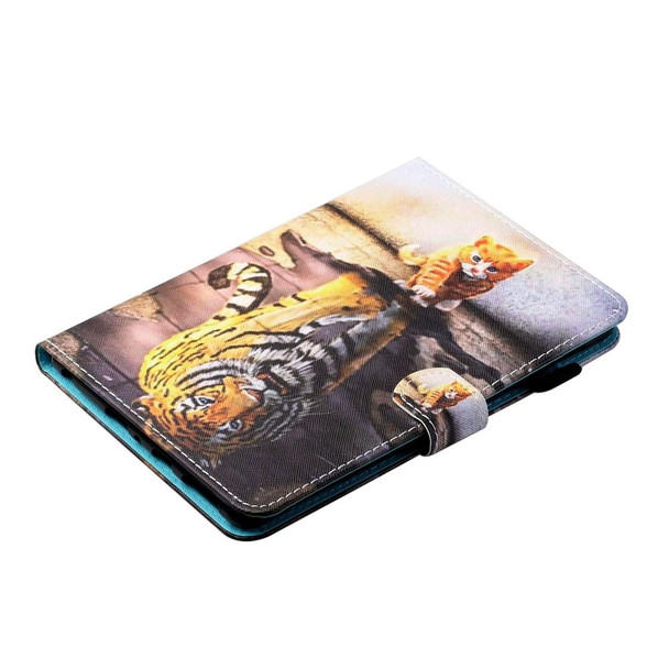 For iPad 10th Gen 10.9 2022 Coloured Drawing Stitching Smart Leatherette Tablet Case(Cat and Tiger)