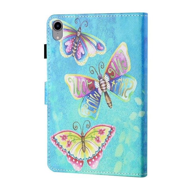 For iPad 10th Gen 10.9 2022 Coloured Drawing Stitching Smart Leatherette Tablet Case(Colorful Butterflies)