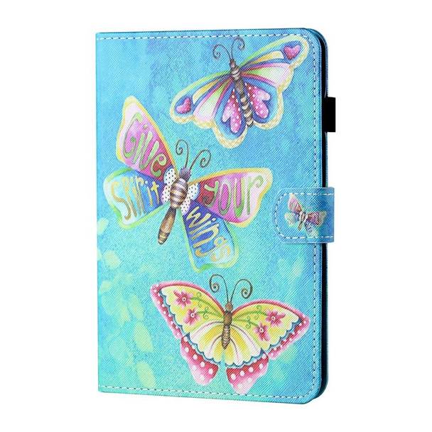 For iPad 10th Gen 10.9 2022 Coloured Drawing Stitching Smart Leatherette Tablet Case(Colorful Butterflies)