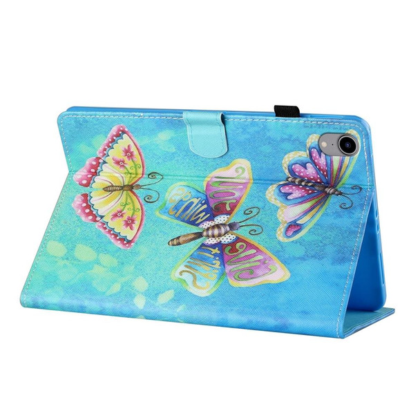 For iPad 10th Gen 10.9 2022 Coloured Drawing Stitching Smart Leatherette Tablet Case(Colorful Butterflies)