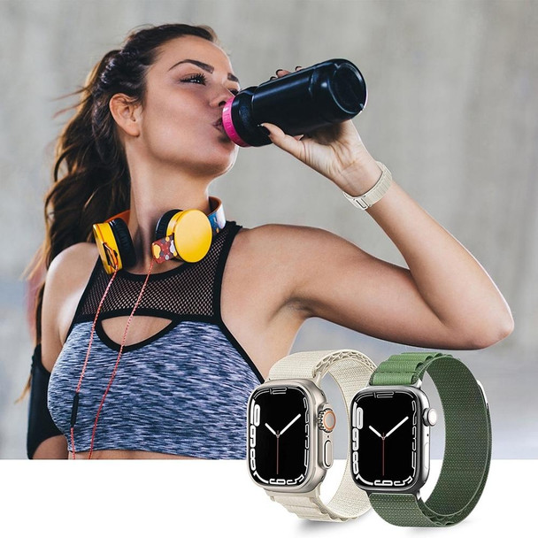 Nylon Watch Band For Apple Watch Series 8&7 45mm / SE 2&6&SE&5&4 44mm / 3&2&1 42mm (Orange + Red)