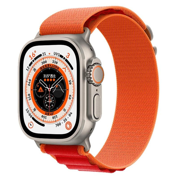 For Apple Watch Ultra 49mm Nylon Watch Band (Orange + Red)