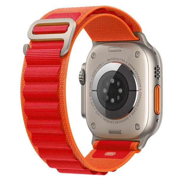 For Apple Watch Ultra 49mm Nylon Watch Band (Orange + Red)