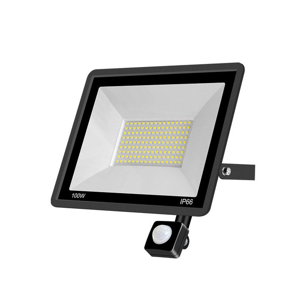 100W PIR LED Spotlight Outdoor Project Light Waterproof Garden Energy-Saving Lighting Floodlight, Style:(Cold White Light)