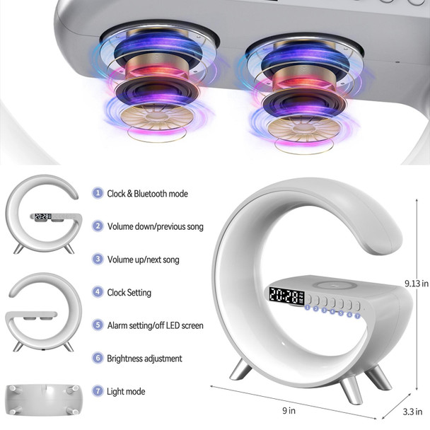 N69 Smart Bluetooth Speaker Support Wireless Charger & Alarm Clock & Ambient Light, US Plug(Black)