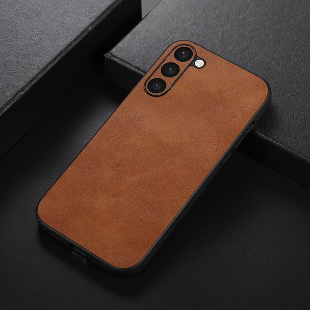 For Samsung Galaxy S23+ 5G Cowhide Texture PU Phone Case(Brown)