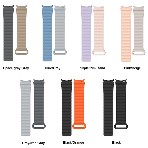 20mm For Samsung Galaxy Watch5 Silicone Magnetic Watch Band(Space Gray+Coffee Color)