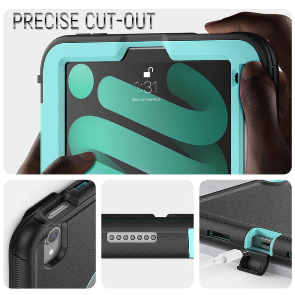 For iPad mini 6 3-Fold Amor Shockproof Smart Tablet Case(Black Blue)