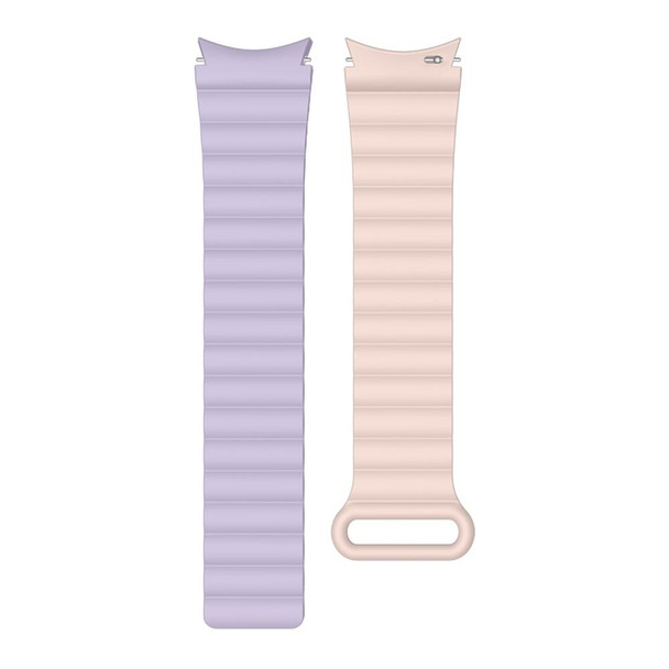 20mm For Samsung Galaxy Watch5 Silicone Magnetic Watch Band(Purple+Pink Sand)
