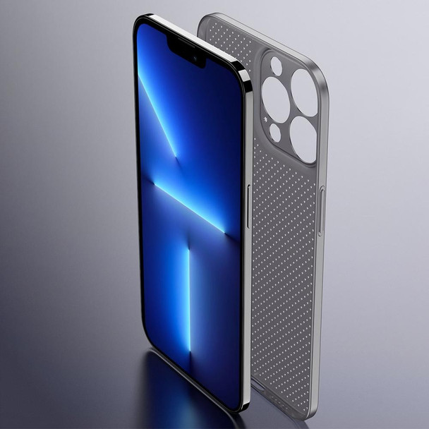 For iPhone 14 Plus Honeycomb Hollow Heat Dissipation Phone Case(Blue)