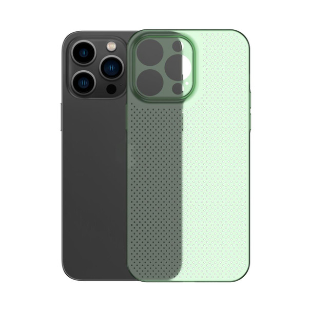 For iPhone 14 Plus Honeycomb Hollow Heat Dissipation Phone Case(Green)