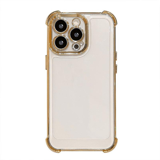 For iPhone 14 Pro Electroplating Four-corner Shockproof Space Phone Case(Gold)