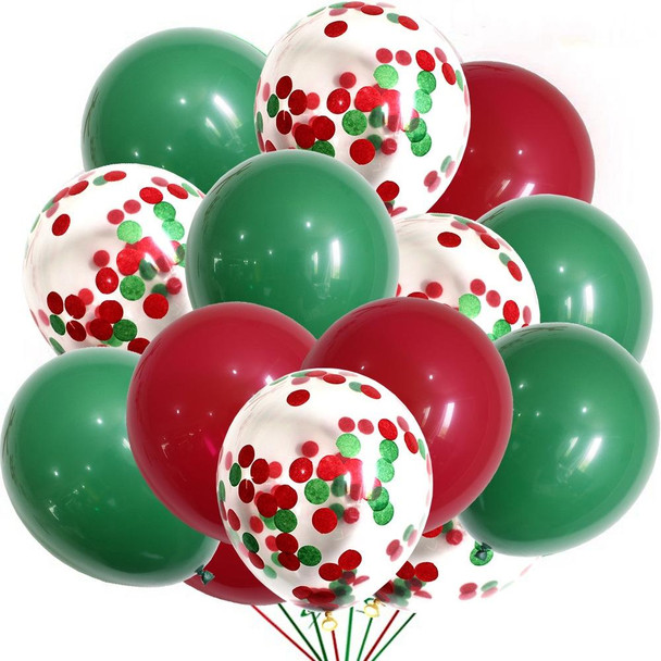 2 PCS Christmas Red Green Confetti Balloon Set Merry Christmas Christmas Party Decorations