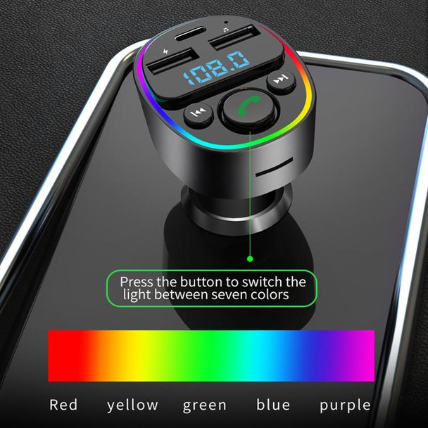 Car Bluetooth MP3 Player Audio FM Transmitter with Ambient Light