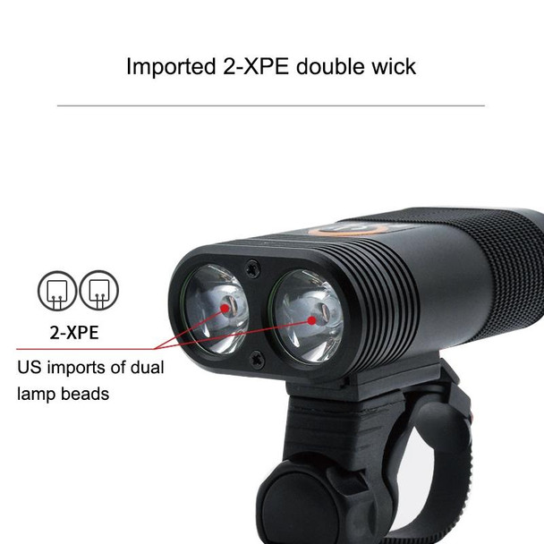 Y12 Bike LED Headlight Front Lamp 2 x XPE LEDs 350LM USB Charging Bicycle Headlight with 5 Modes