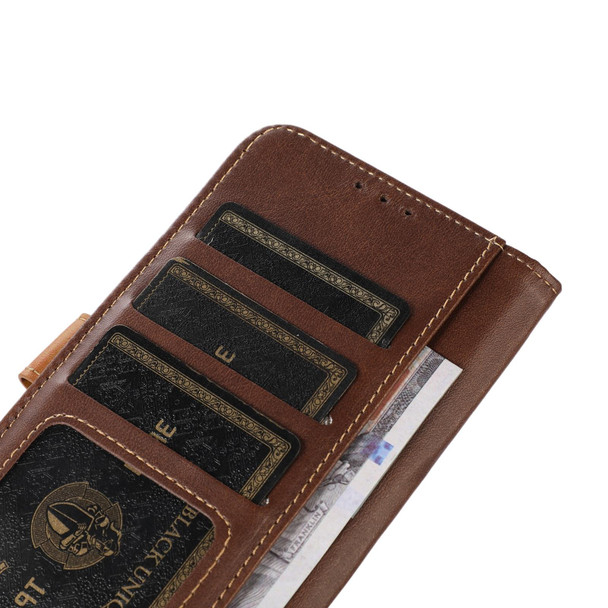 For Xiaomi 12T / 12T Pro / Redmi K50 Ultra Stitching Thread Calf Texture Leather Phone Case(Coffee)