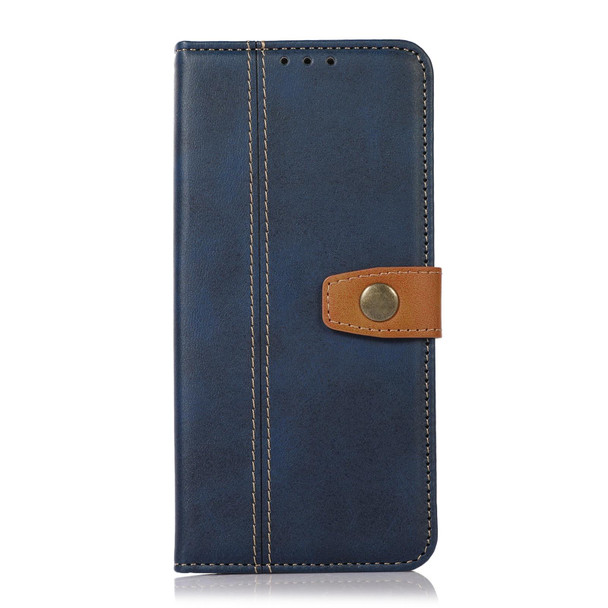 For Motorola Edge 30 Neo 5G Stitching Thread Calf Texture Leatherette Phone Case(Blue)