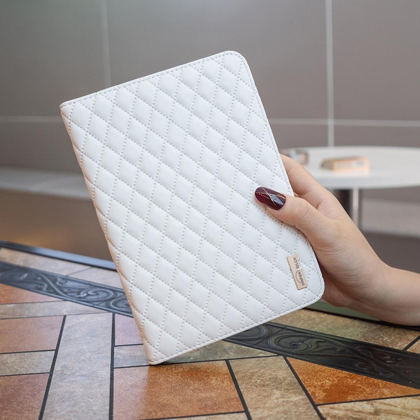 For iPad mini 5 / 4 / 3 / 2 / 1 Elegant Rhombic Texture Horizontal Flip Leatherette Tablet Case(White)