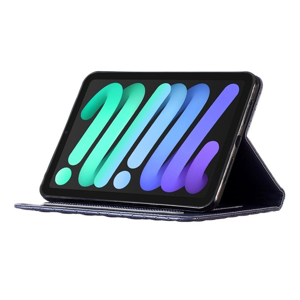 For iPad mini 6 Elegant Rhombic Texture Horizontal Flip Leatherette Tablet Case(Blue)