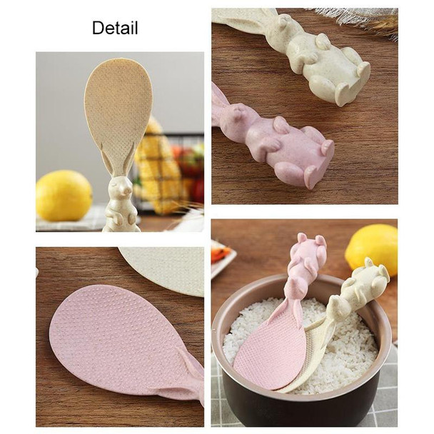 Wheat Straw Rabbit Shape Non Stick Rice Grain Household Rice Cooker Rice Spoon(Beige)