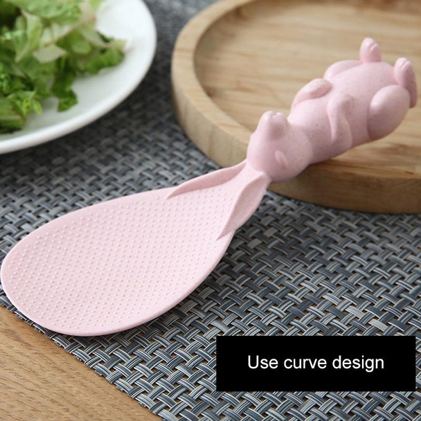 Wheat Straw Rabbit Shape Non Stick Rice Grain Household Rice Cooker Rice Spoon(Pink)