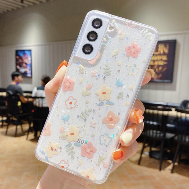 For Samsung Galaxy A52  5G / 4G Fresh Small Floral Epoxy TPU Phone Case(Hand-painted Flowers 2)