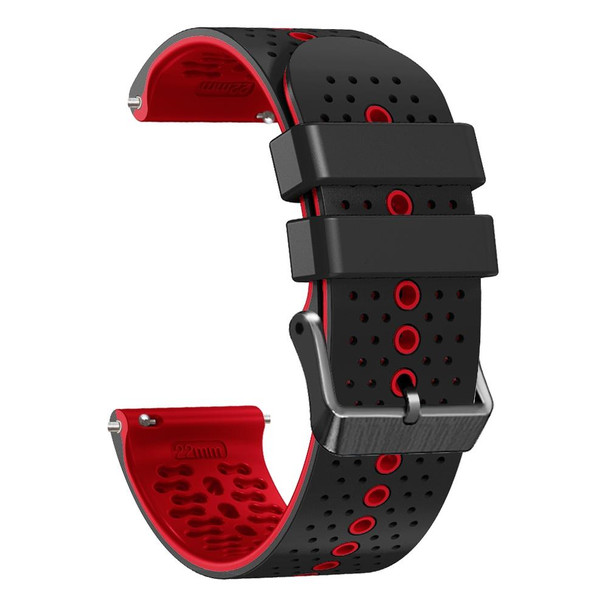 For Samsung Gear S3 Frontier 22mm Perforated Two-Color Silicone Watch Band(Black+Red)