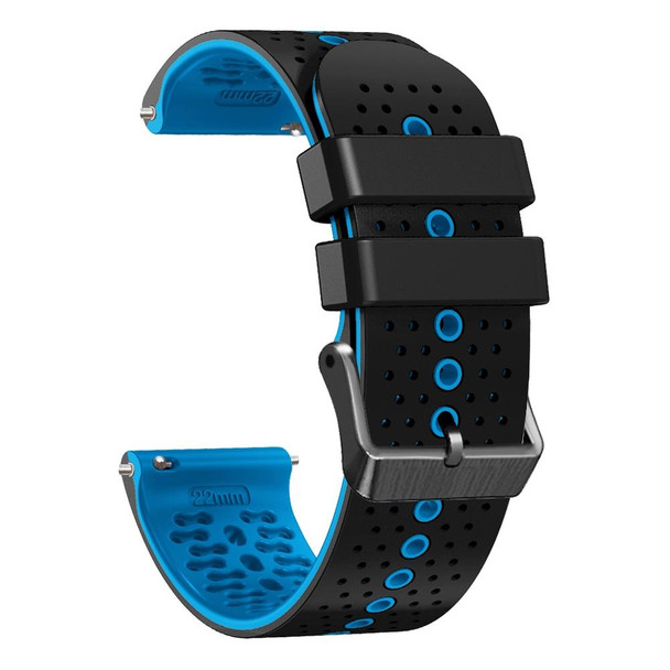 For Samsung Gear S3 Frontier 22mm Perforated Two-Color Silicone Watch Band(Black+Blue)