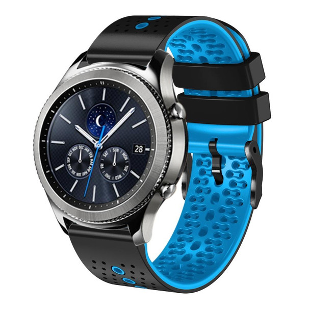 For Samsung Gear S3 Classic 22mm Perforated Two-Color Silicone Watch Band(Black+Blue)