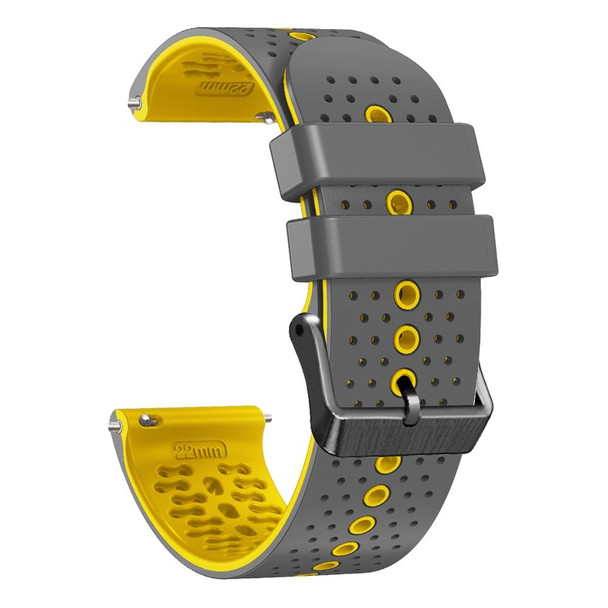 For Xiaomi Haylou RS4 LS12 22mm Perforated Two-Color Silicone Watch Band(Grey+Yellow)