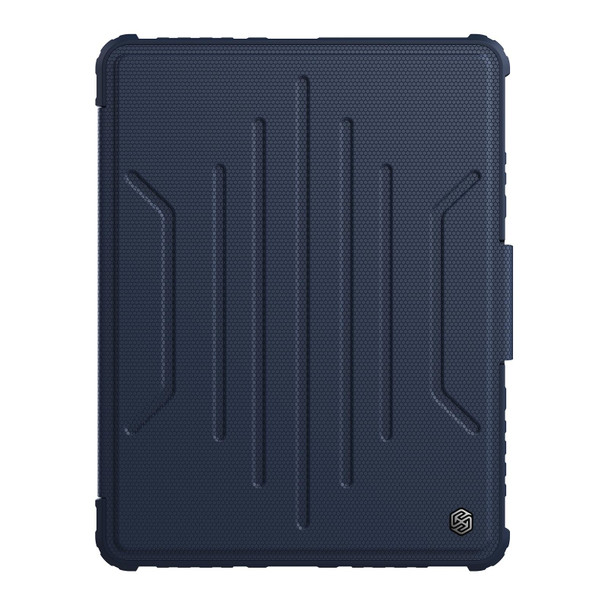 For iPad 10.2 2019 / 2020 / 2021 Nillkin Bumper Snapsafe Multifunctional Leatherette Tablet Case with Pen Slot(Blue)