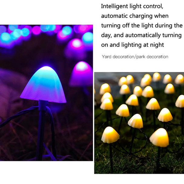 3.8m 10 LEDs Solar Mushroom Lawn Light Outdoor Waterproof Garden Villa Landscape Decorative String Lights(Colorful Light)