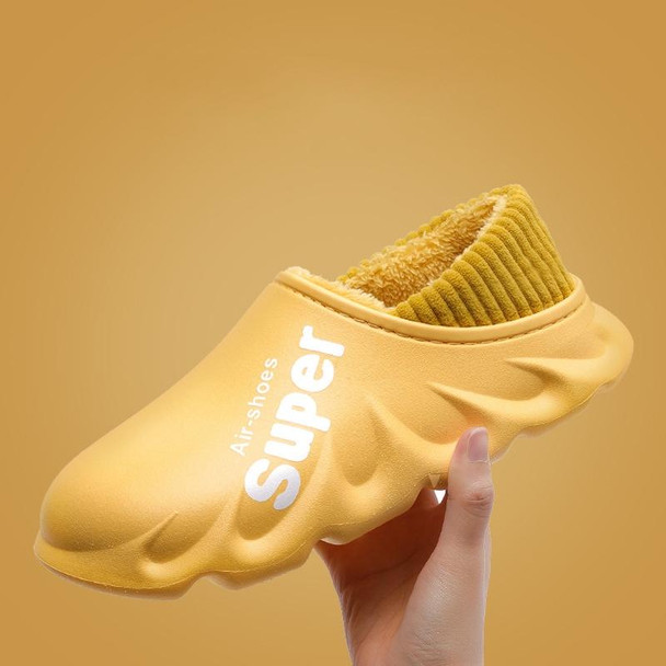 Winter Warm Velvet Thick Waterproof Cotton Slippers, Color: Yellow(38-39)