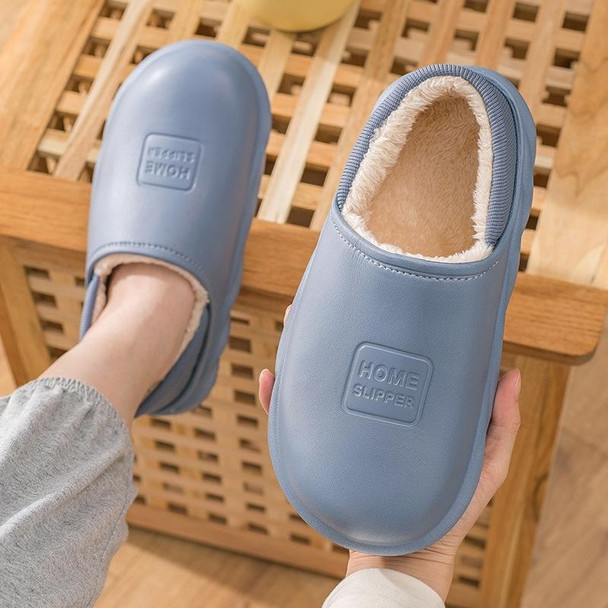 Winter Warm Velvet Thick Waterproof Cotton Slippers, Color: Blue Gray 599(42-43)