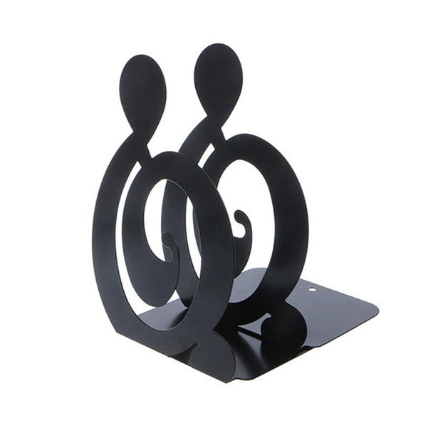 2 PCS Musical Note Metal Bookends Iron Support Holder Desk Stands For Books(Black Treble)