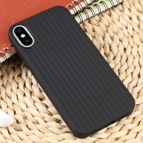 For iPhone XS Max Weave Texture Silicone Phone Case(Black)