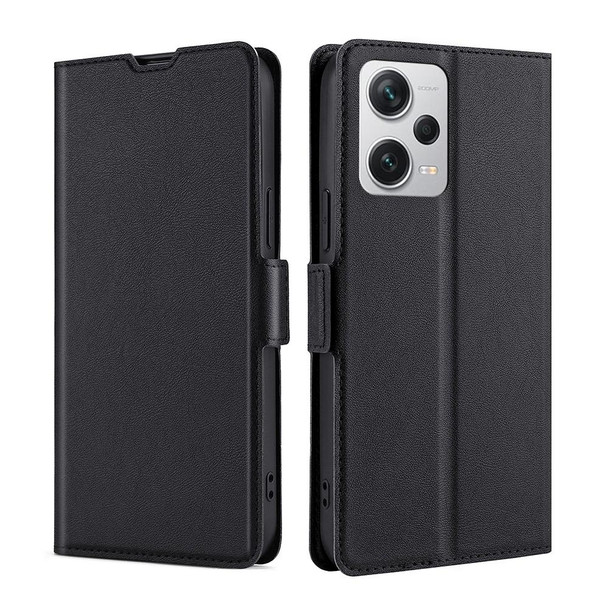 For Xiaomi Redmi Note 12 Pro+ China Ultra-thin Voltage Side Buckle Horizontal Flip Leather Phone Case(Black)