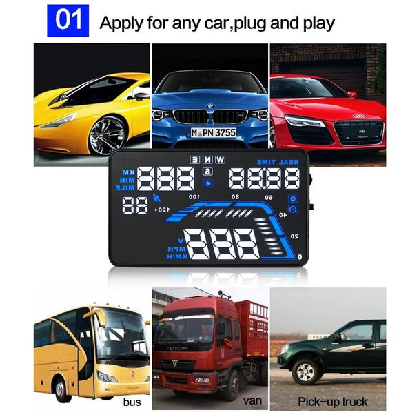 Q7 5.5 inch Car GPS HUD Vehicle-mounted Head Up Display Security System, Support Speed & Real Time & Altitude & Over Speed Alarm & Satellite Number, etc.