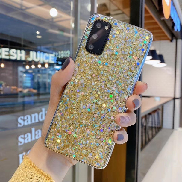 For Samsung Galaxy A21 Glitter Sequins Epoxy TPU Phone Case(Gold)