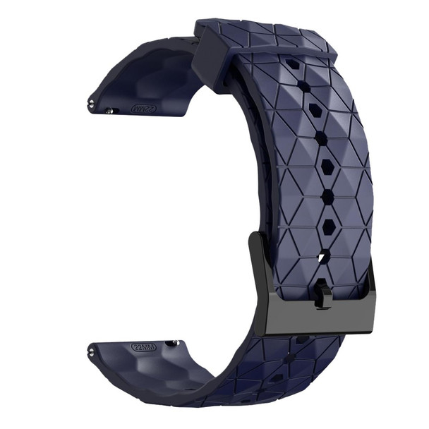 For Samsung  Galaxy Watch 4 Classic 42mm 20mm Football Pattern Solid Color Silicone Watch Band(Navy Blue)