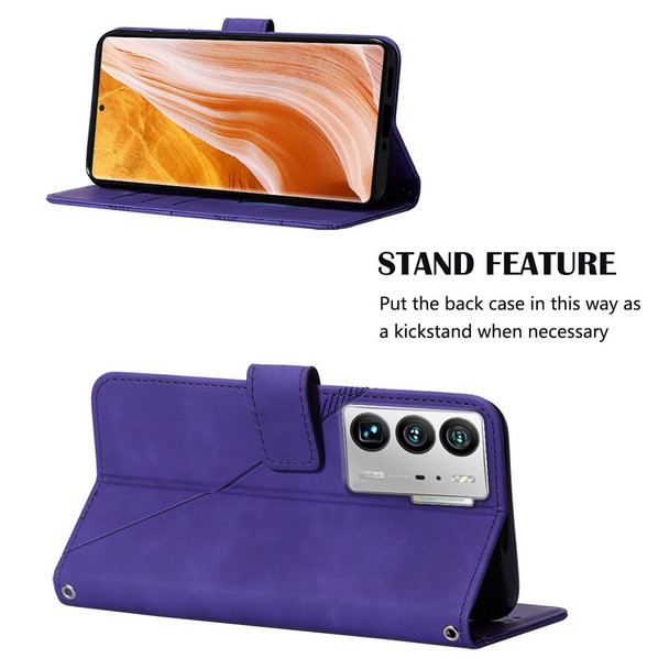 For ZTE Axon 40 Ultra Crossbody 3D Embossed Flip Leather Phone Case(Purple)