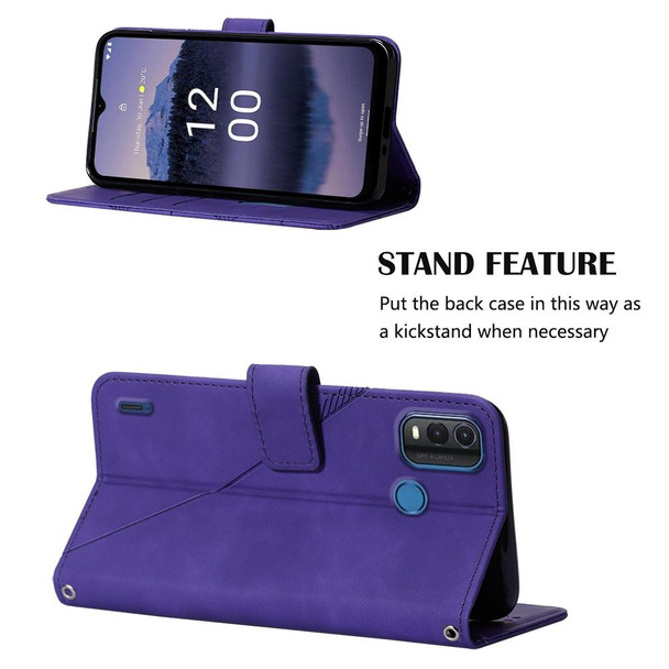 For Nokia G11 Plus Crossbody 3D Embossed Flip Leatherette Phone Case(Purple)