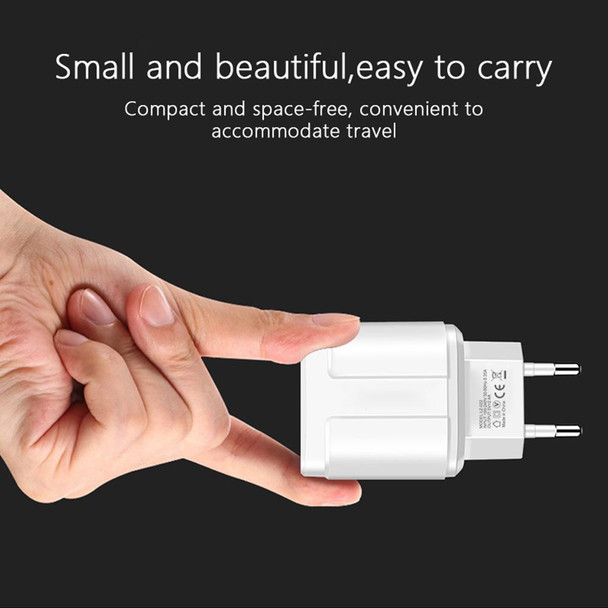 Dual USB Portable Travel Charger + 1 Meter USB to Micro USB Data Cable, EU Plug(Black)