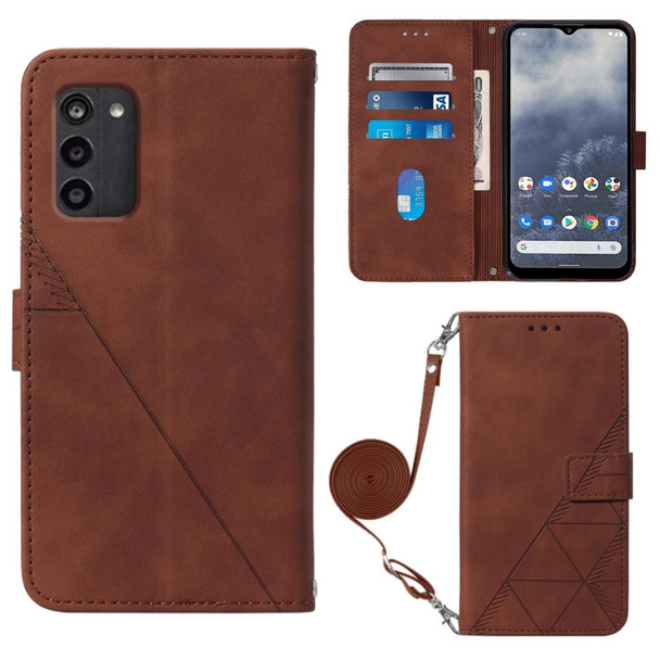 For Nokia G100 Crossbody 3D Embossed Flip Leatherette Phone Case(Brown)