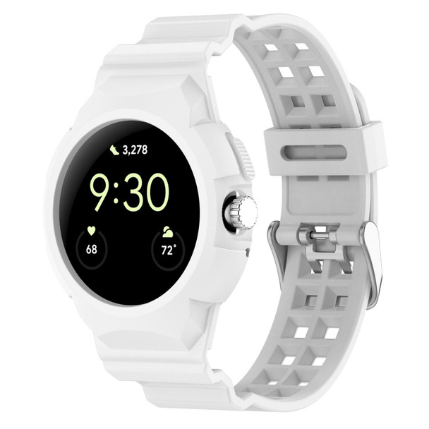 For Google Pixel Watch Integrated Fully Enclosed Silicone Watch Band(White)