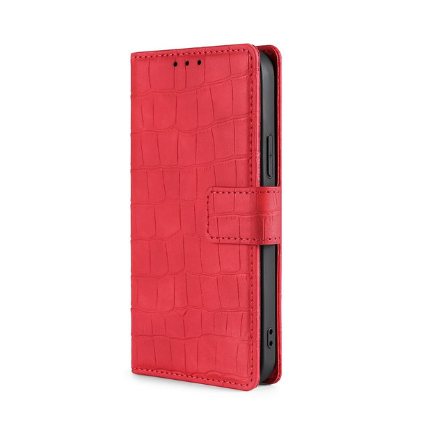 For ZTE Blade A52 Lite Skin Feel Crocodile Magnetic Clasp Leather Phone Case(Red)