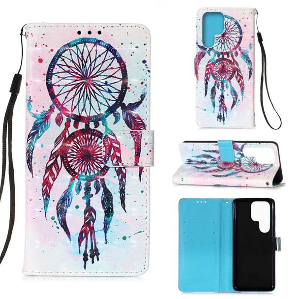 For Samsung Galaxy S23 Ultra 5G 3D Painting Horizontal Flip Leatherette Phone Case(Color Drop Wind Chimes)